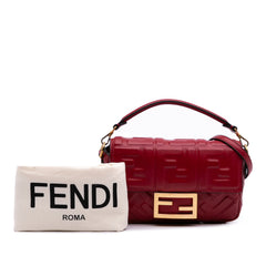 Mini Zucca Embossed Leather Baguette Satchel