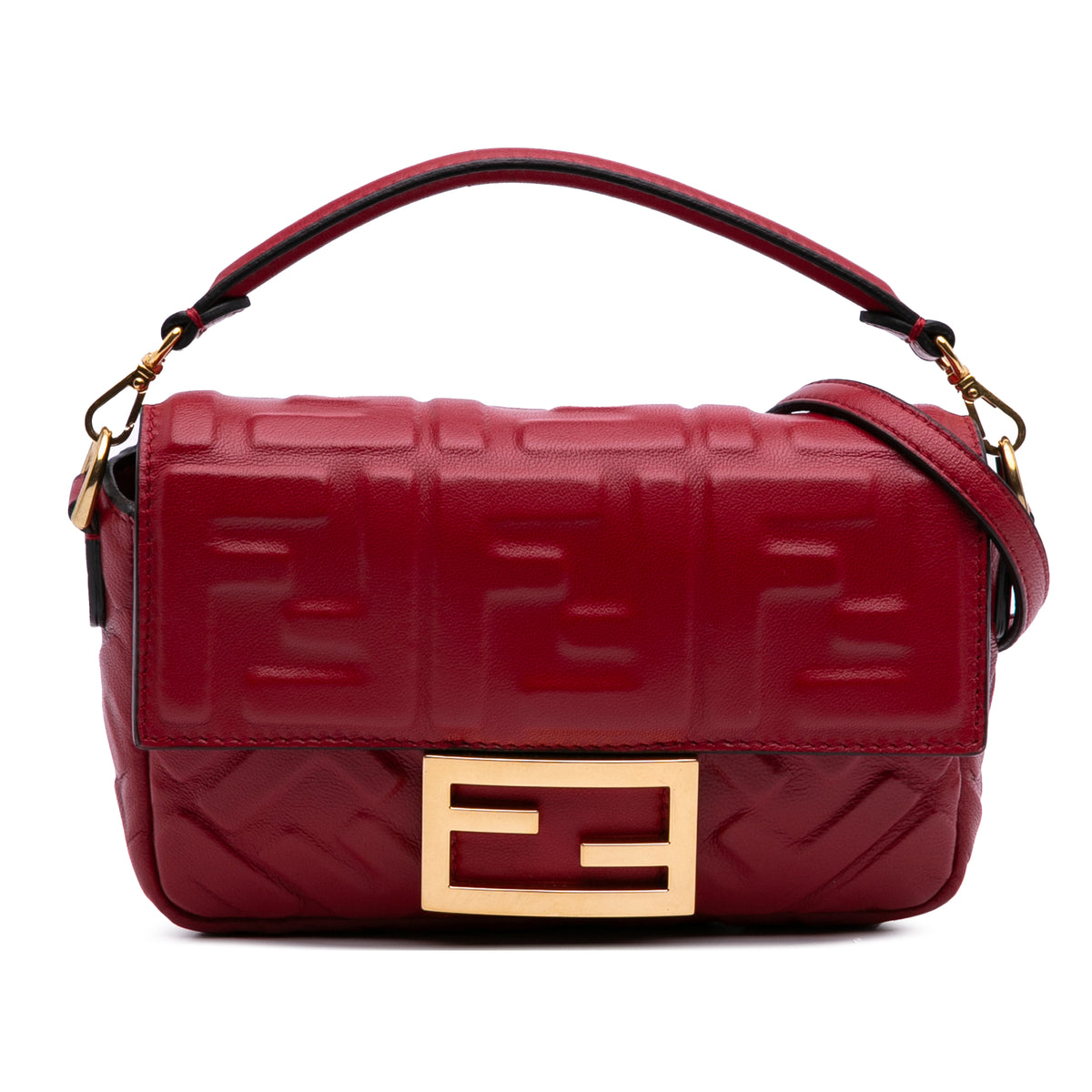 Mini Zucca Embossed Leather Baguette Satchel