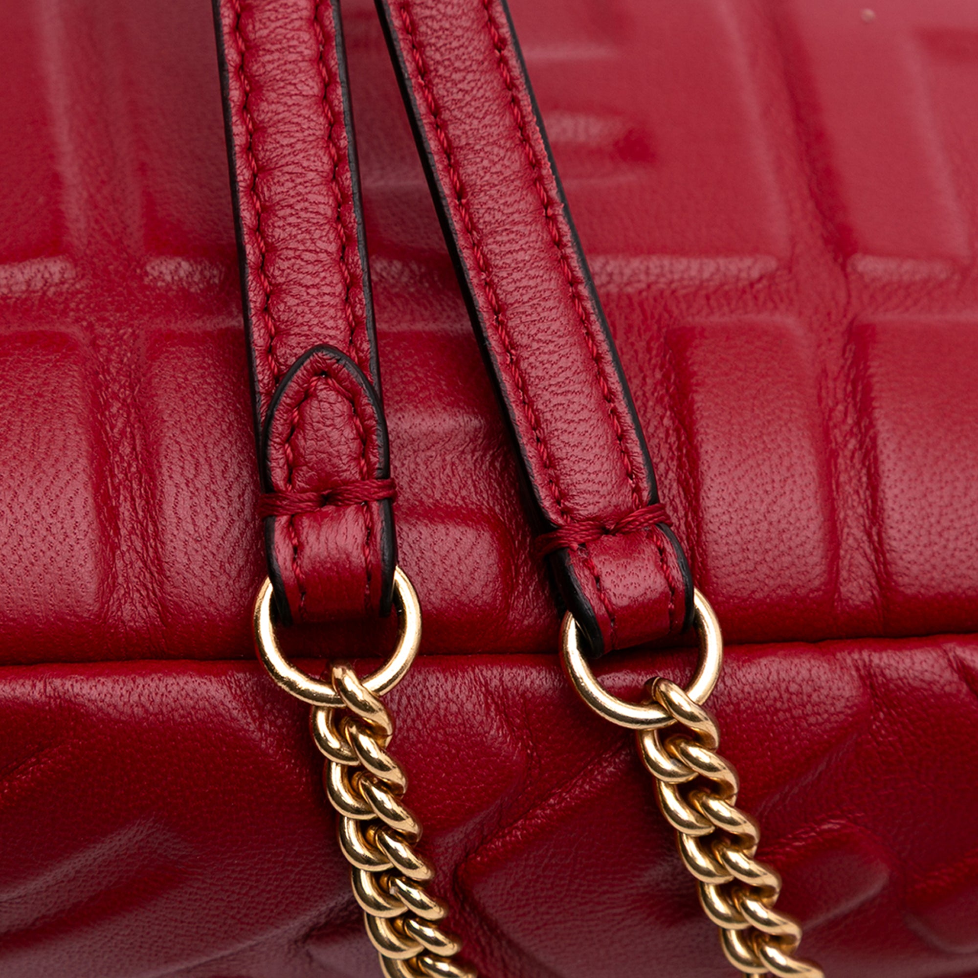 Mini Zucca Embossed Leather Baguette Satchel