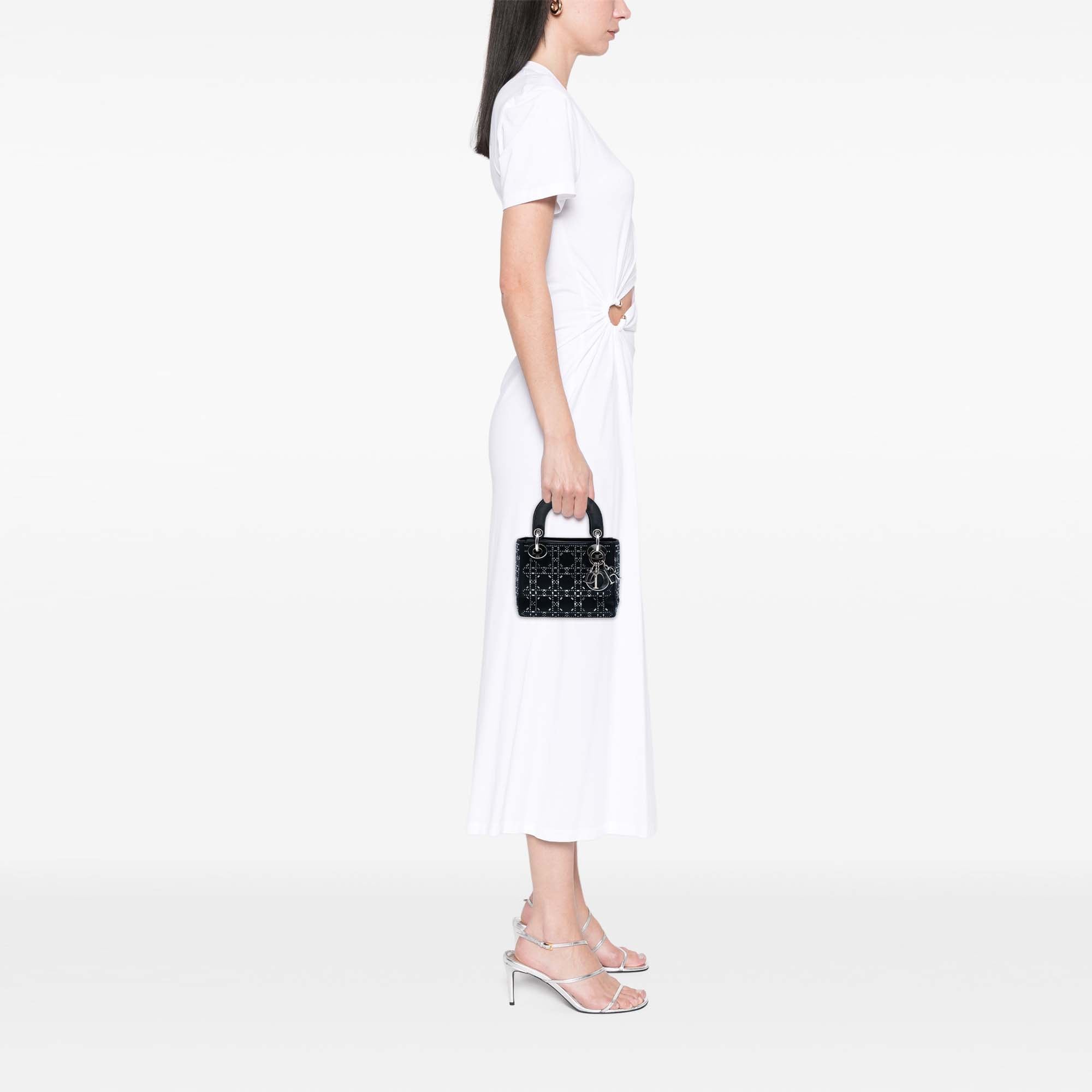 Mini Satin Cannage Strass Crystal Embellished Lady Dior