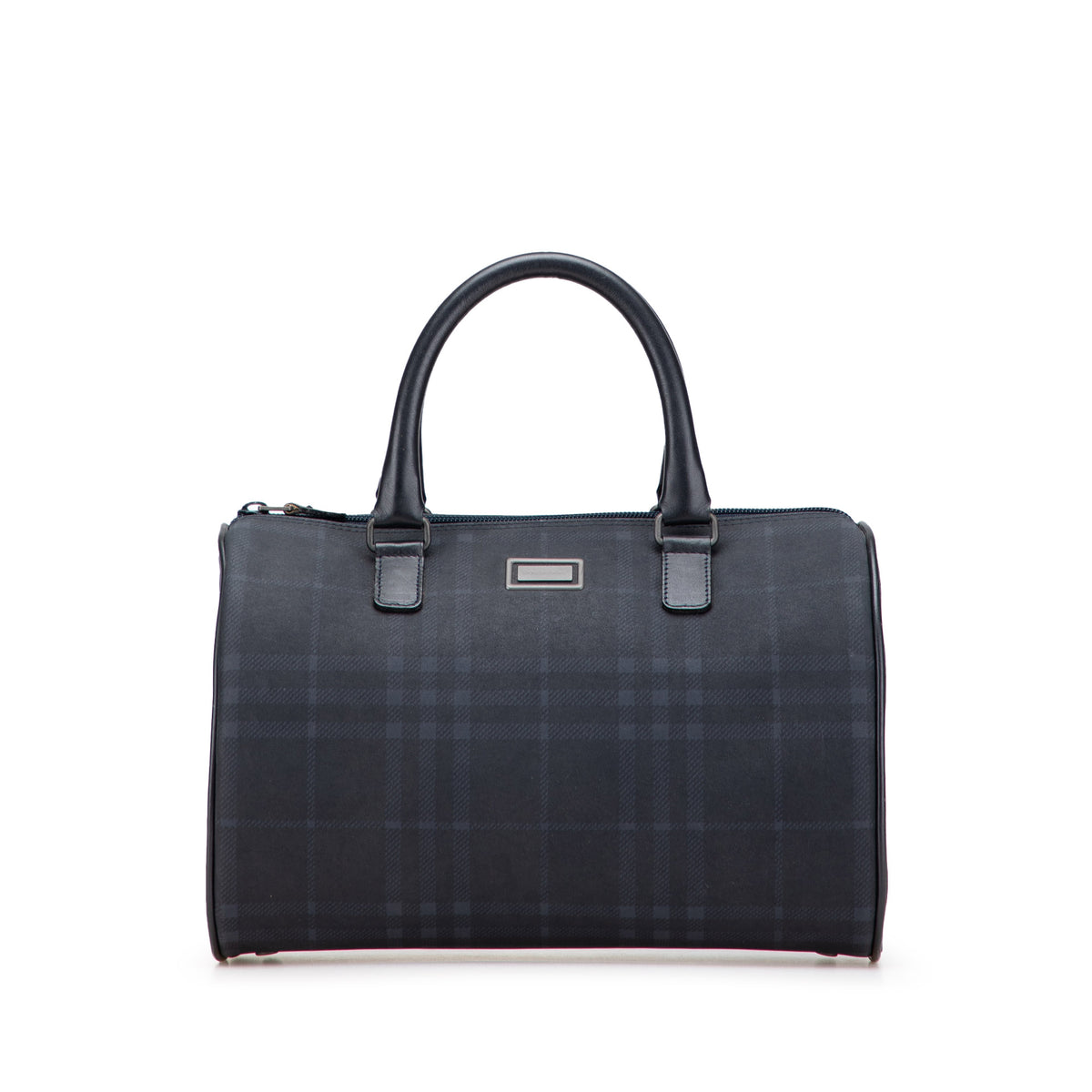 Tonal Check Canvas Boston Bag
