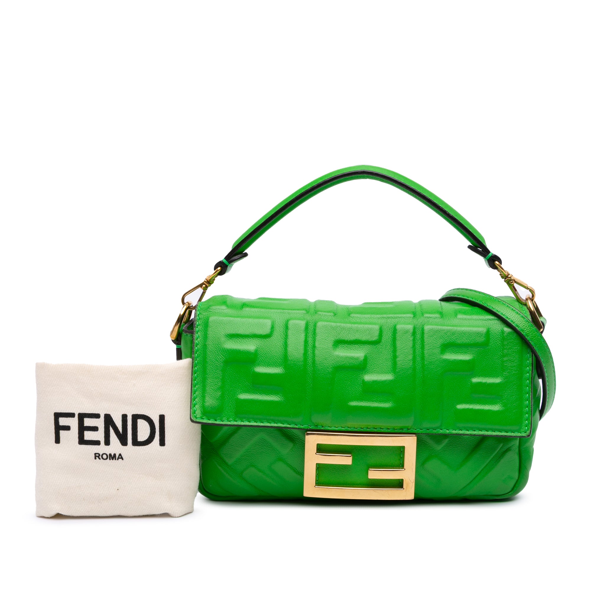 Mini Zucca Embossed Leather Baguette Satchel