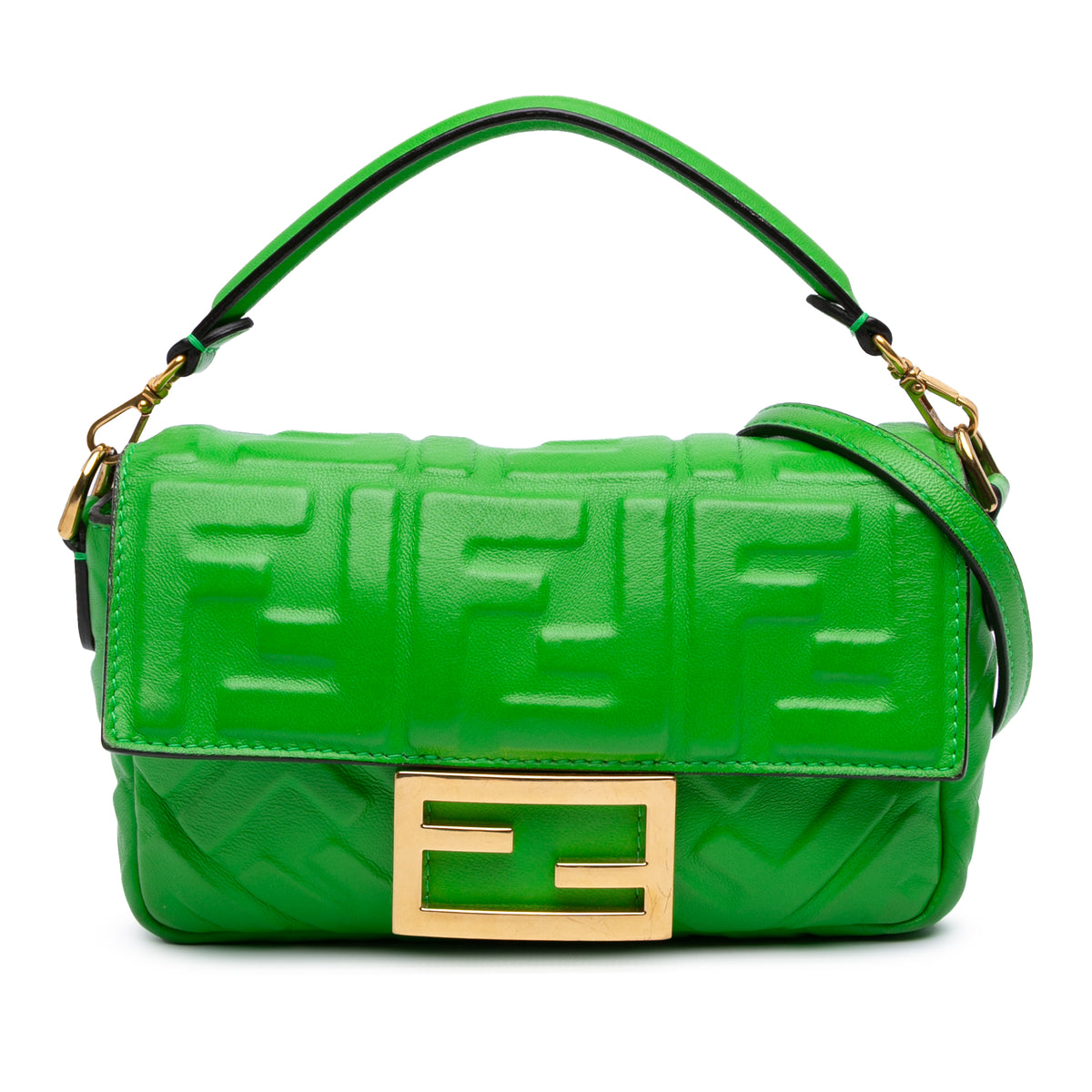 Mini Zucca Embossed Leather Baguette Satchel