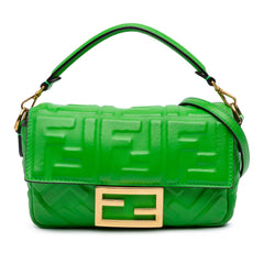 Mini Zucca Embossed Leather Baguette Satchel