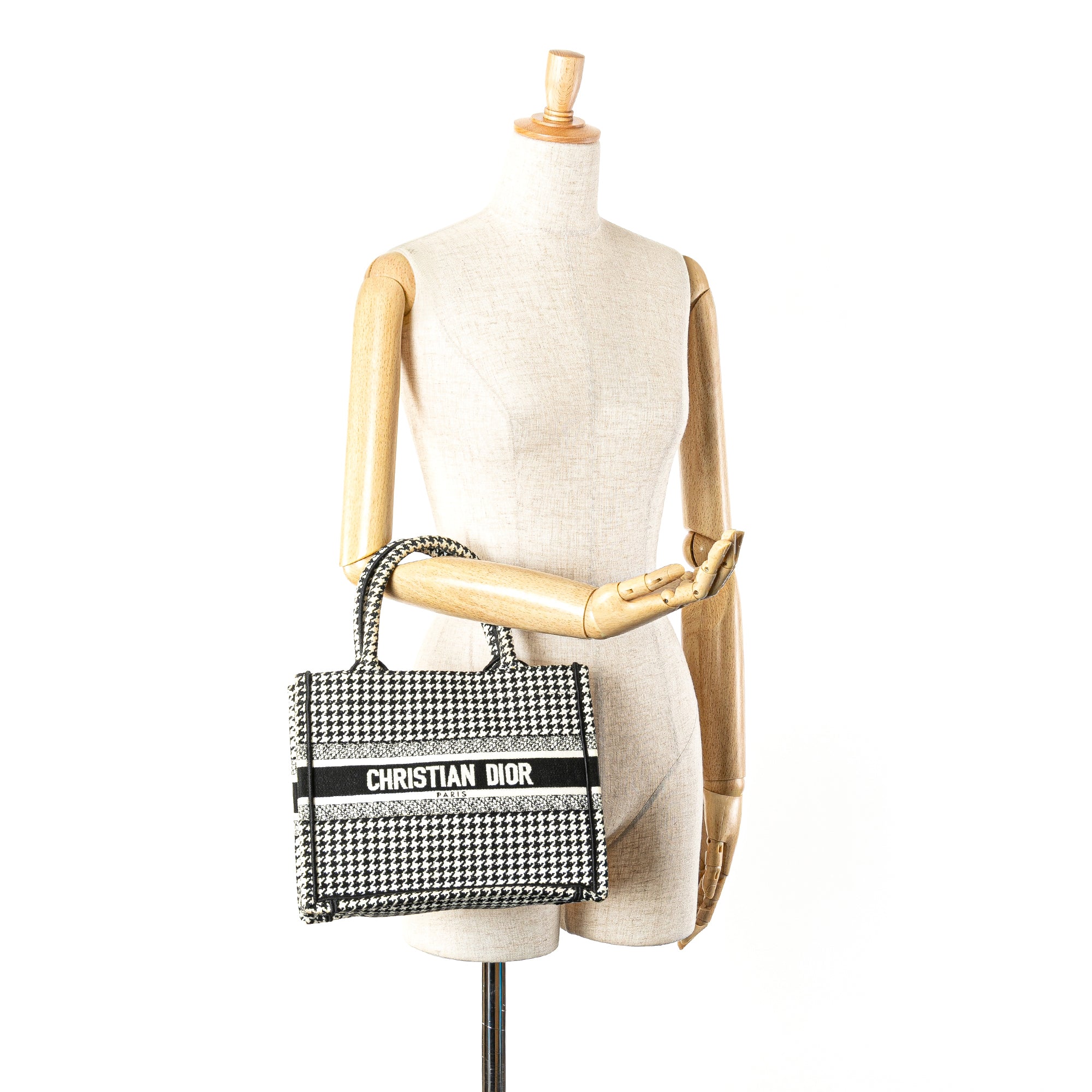 Small Houndstooth Embroidered Book Tote