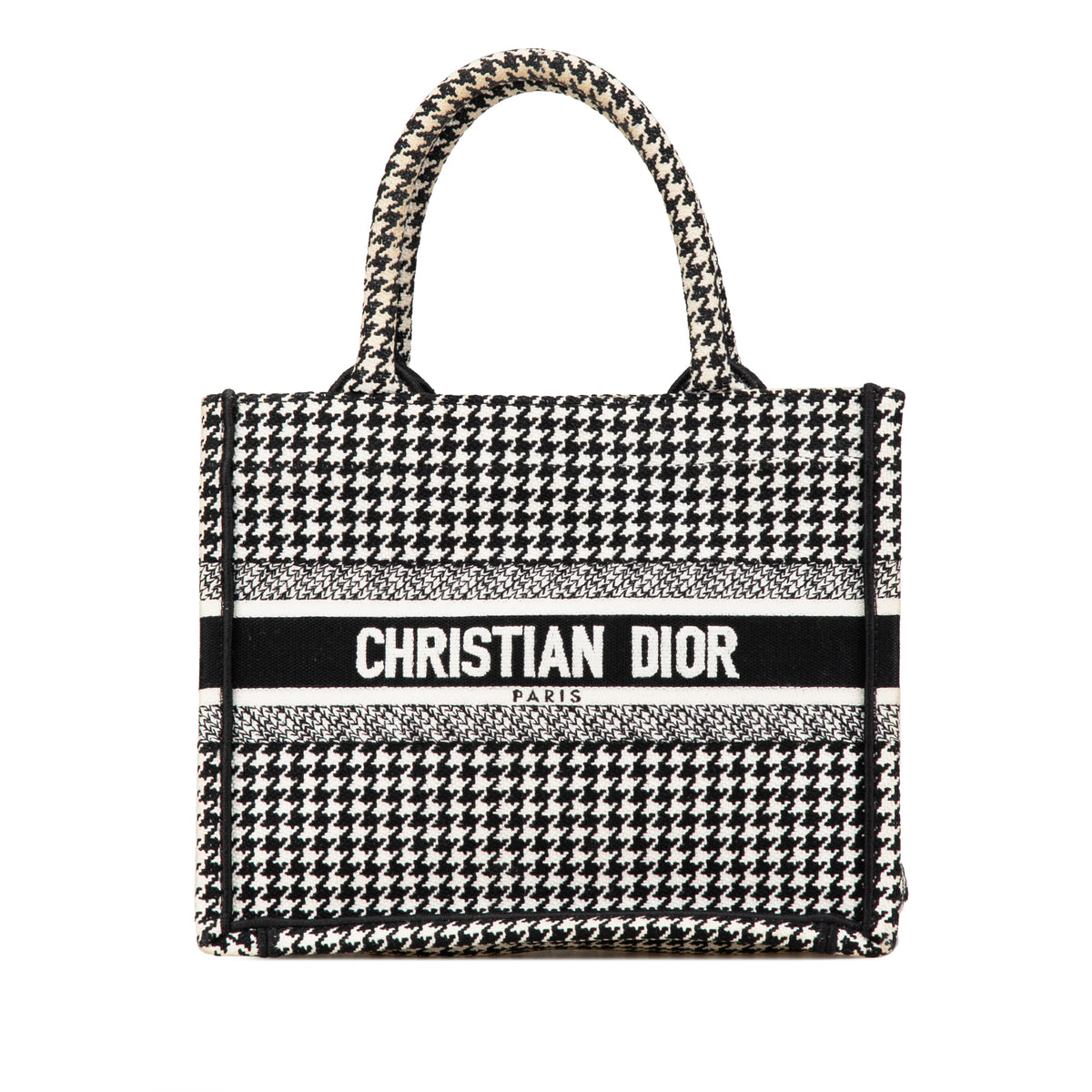 Small Houndstooth Embroidered Book Tote