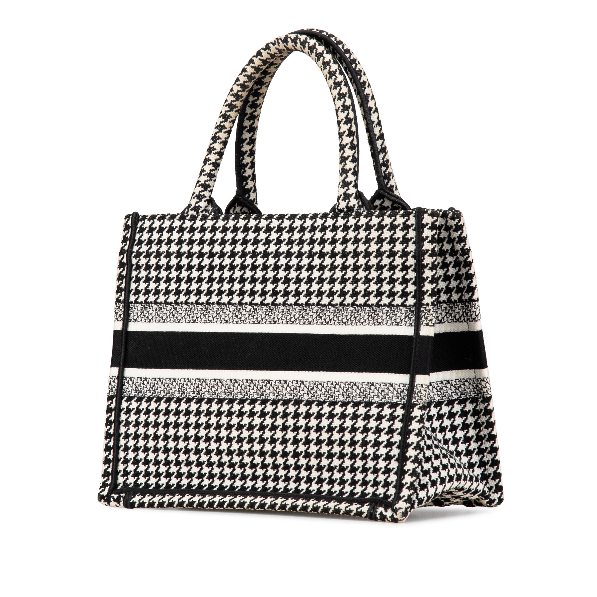 Small Houndstooth Embroidered Book Tote