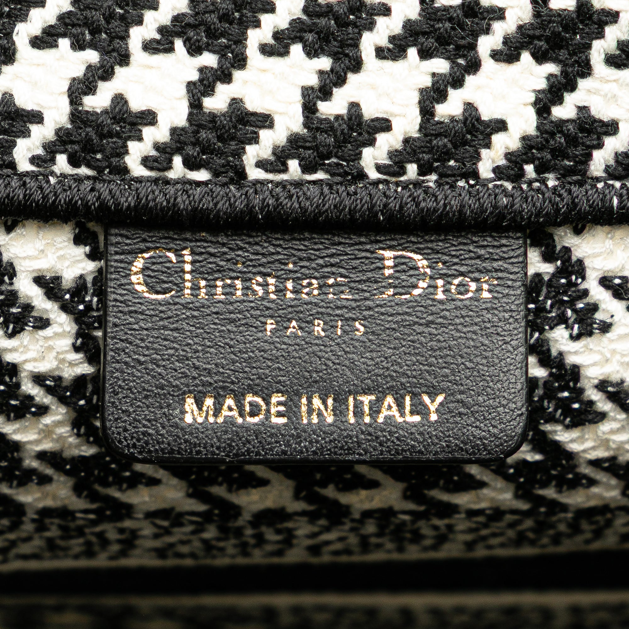 Small Houndstooth Embroidered Book Tote