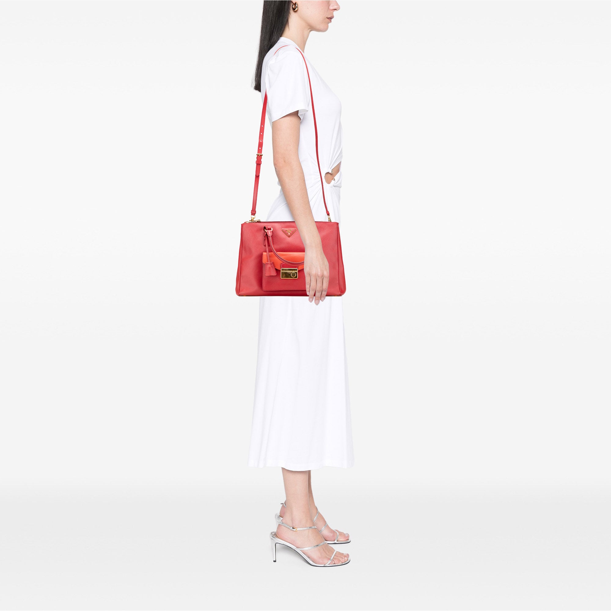 Saffiano Lux Galleria Double Zip Front Pocket Satchel