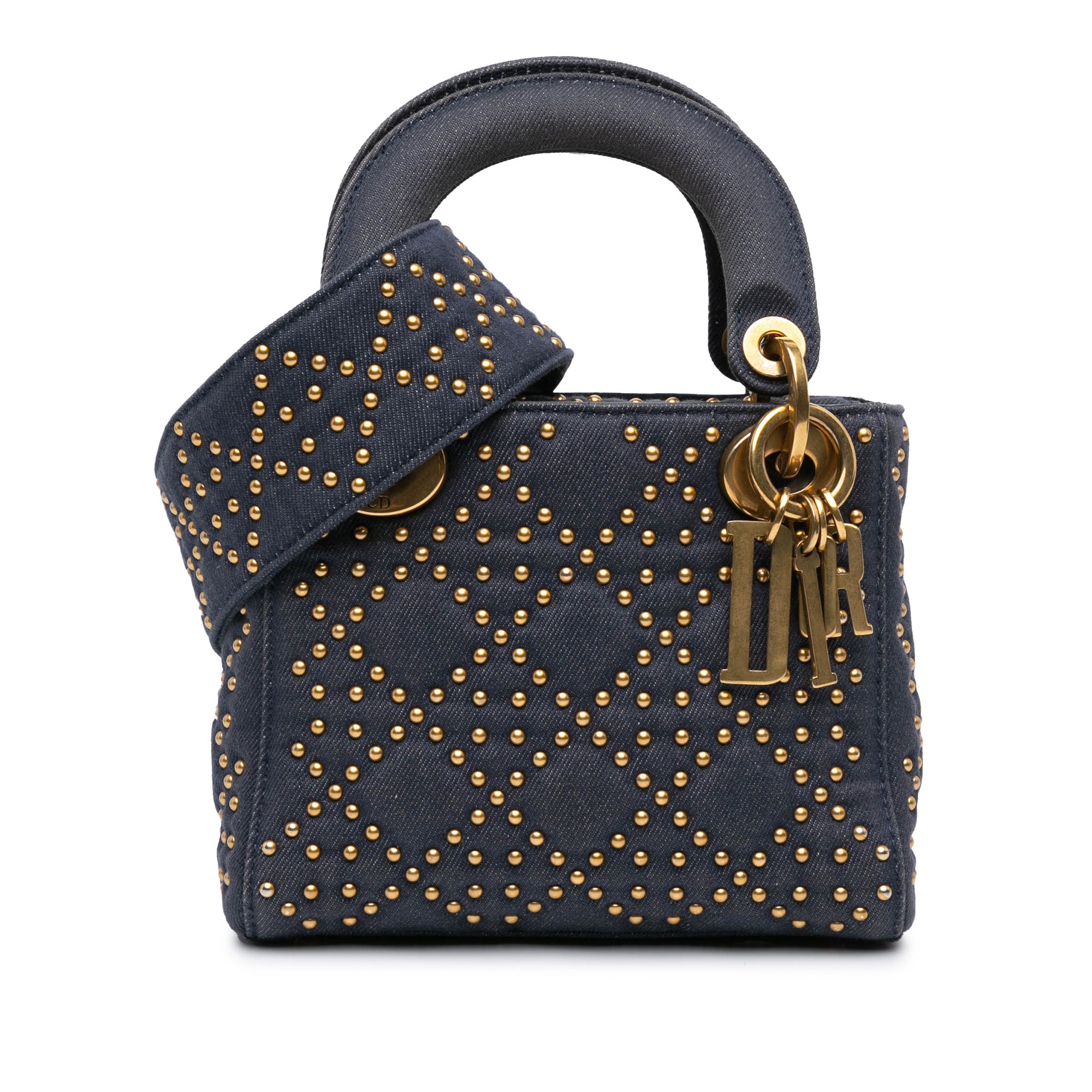 Mini Denim Cannage Studded Supple Lady Dior