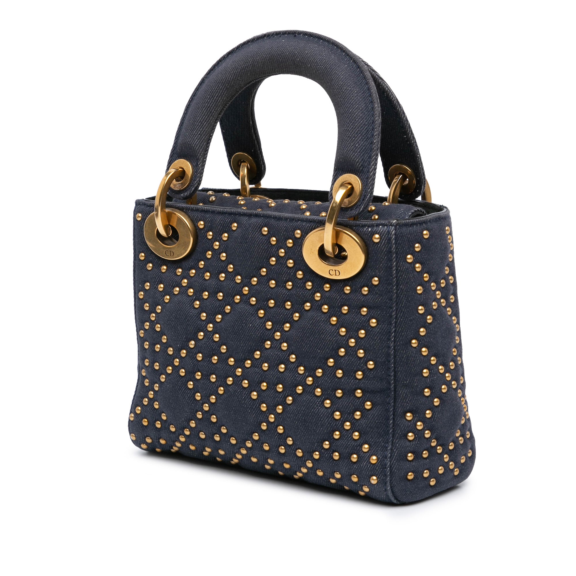 Mini Denim Cannage Studded Supple Lady Dior