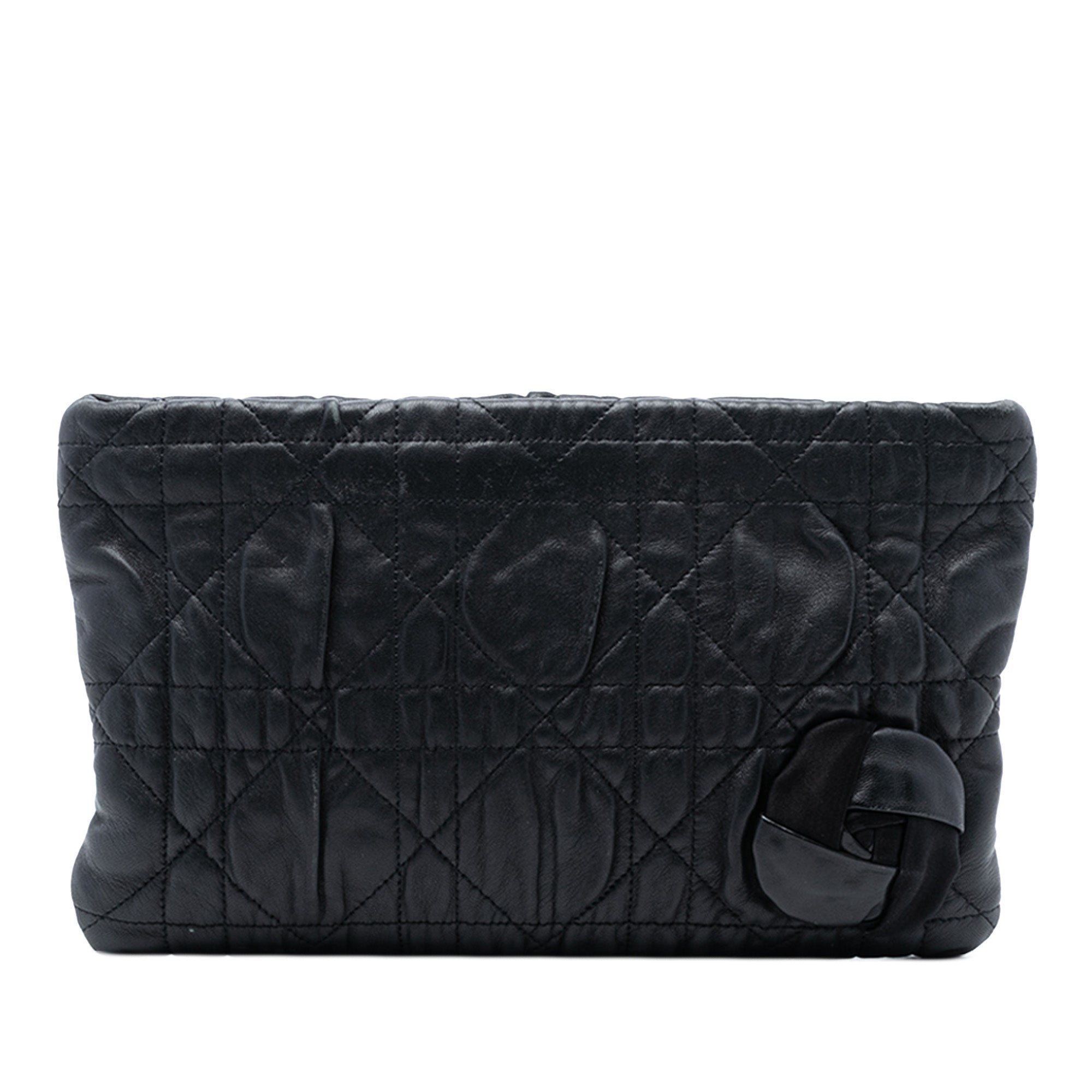 Calfskin Cannage Rose Clutch