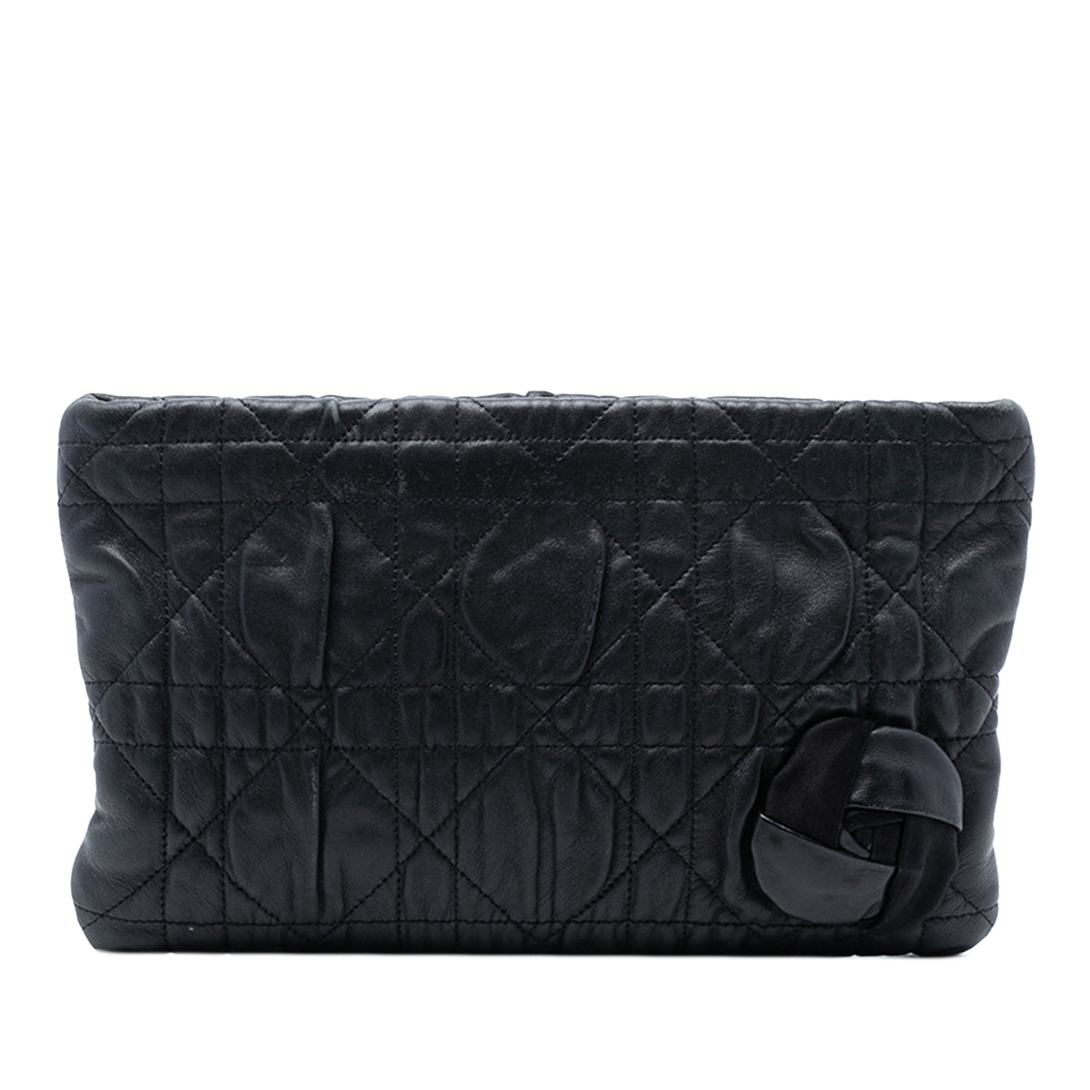 Calfskin Cannage Rose Clutch
