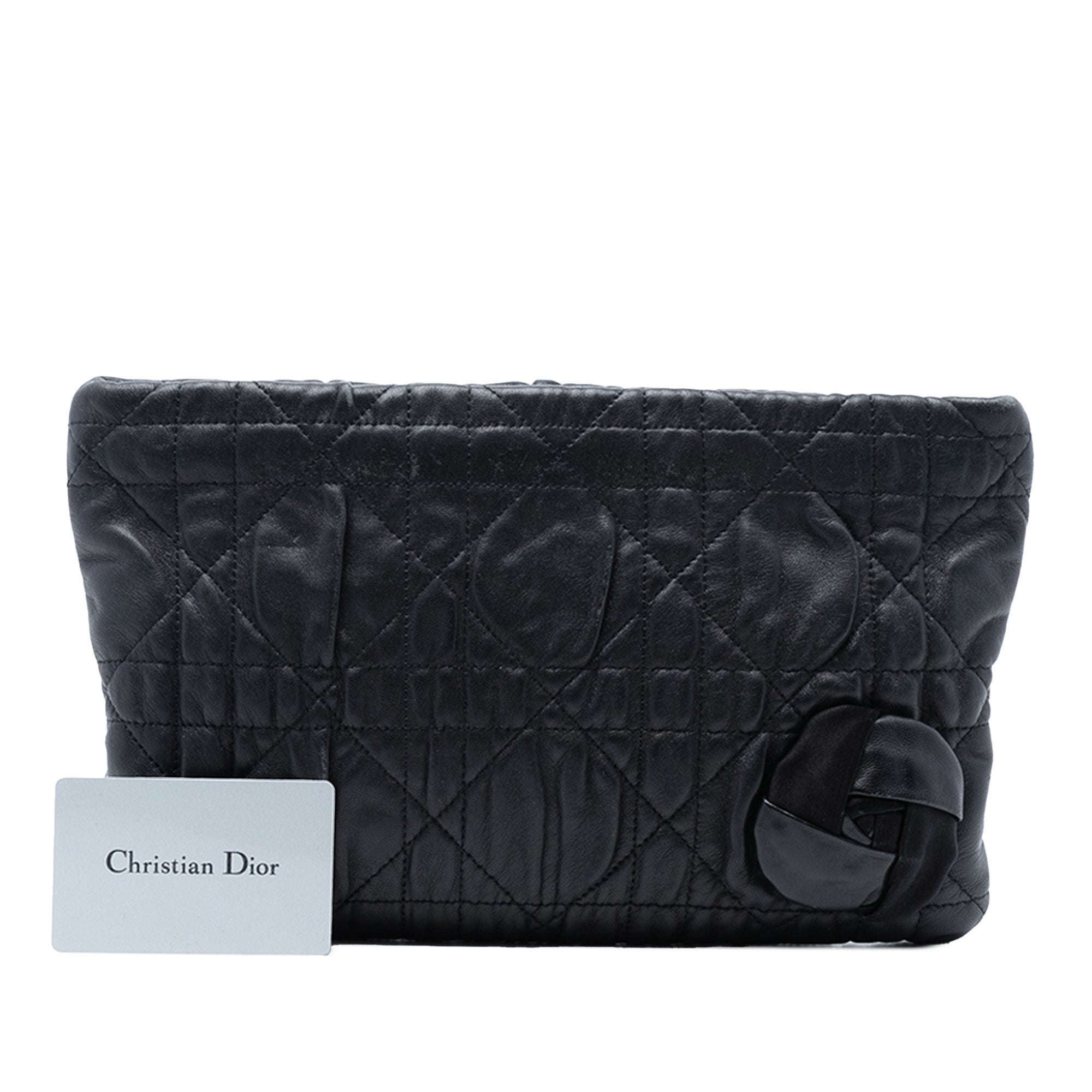 Calfskin Cannage Rose Clutch