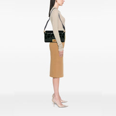 Large Zucca Embossed Patent Baguette Satchel