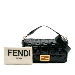 Large Zucca Embossed Patent Baguette Satchel