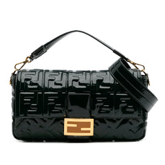 Large Zucca Embossed Patent Baguette Satchel