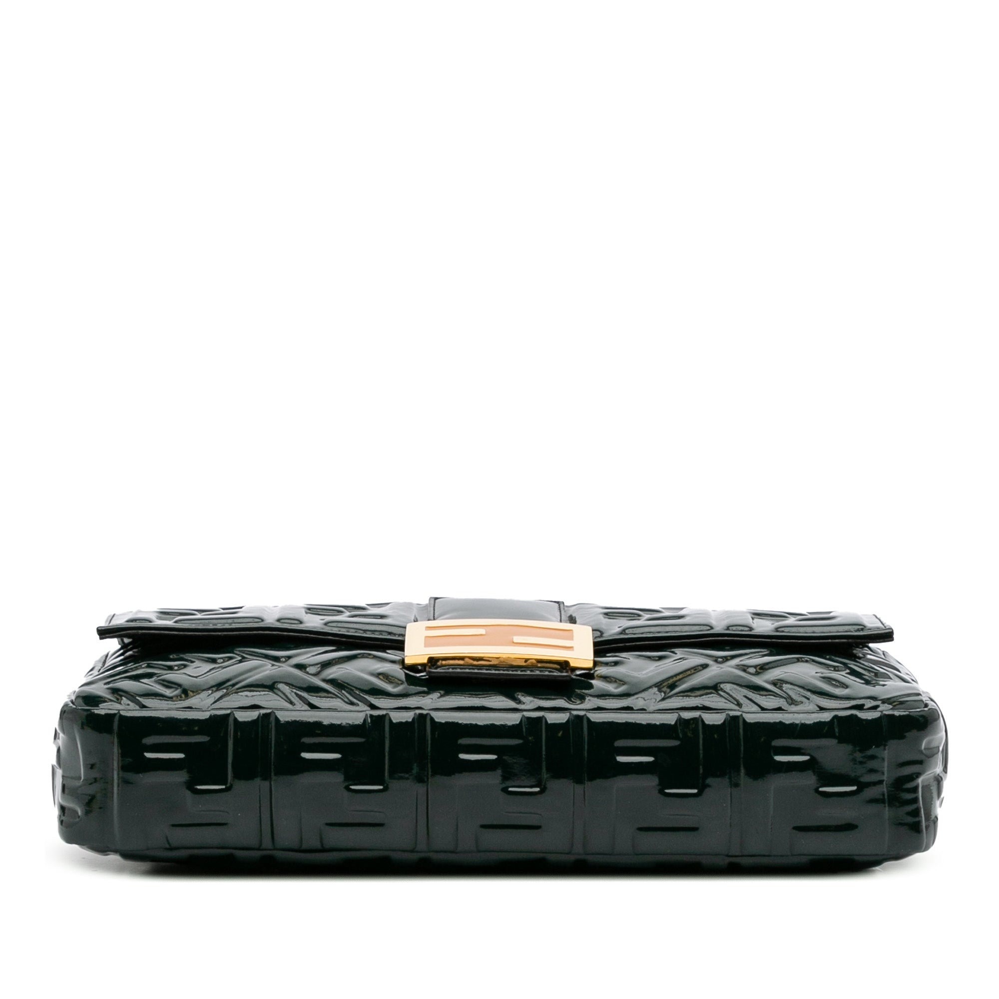 Large Zucca Embossed Patent Baguette Satchel
