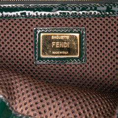 Large Zucca Embossed Patent Baguette Satchel