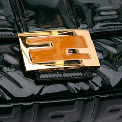 Large Zucca Embossed Patent Baguette Satchel