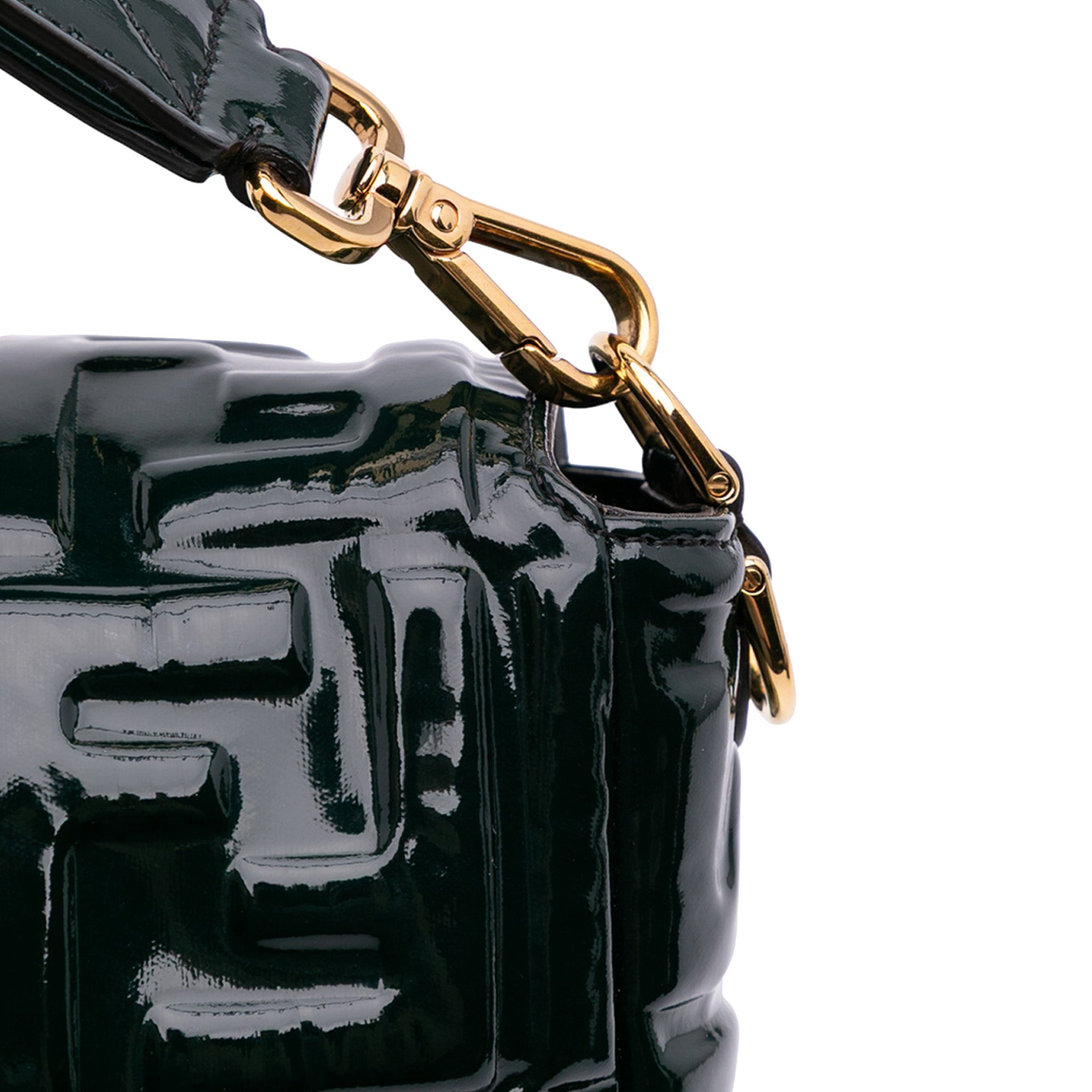 Large Zucca Embossed Patent Baguette Satchel