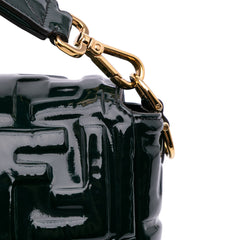 Large Zucca Embossed Patent Baguette Satchel