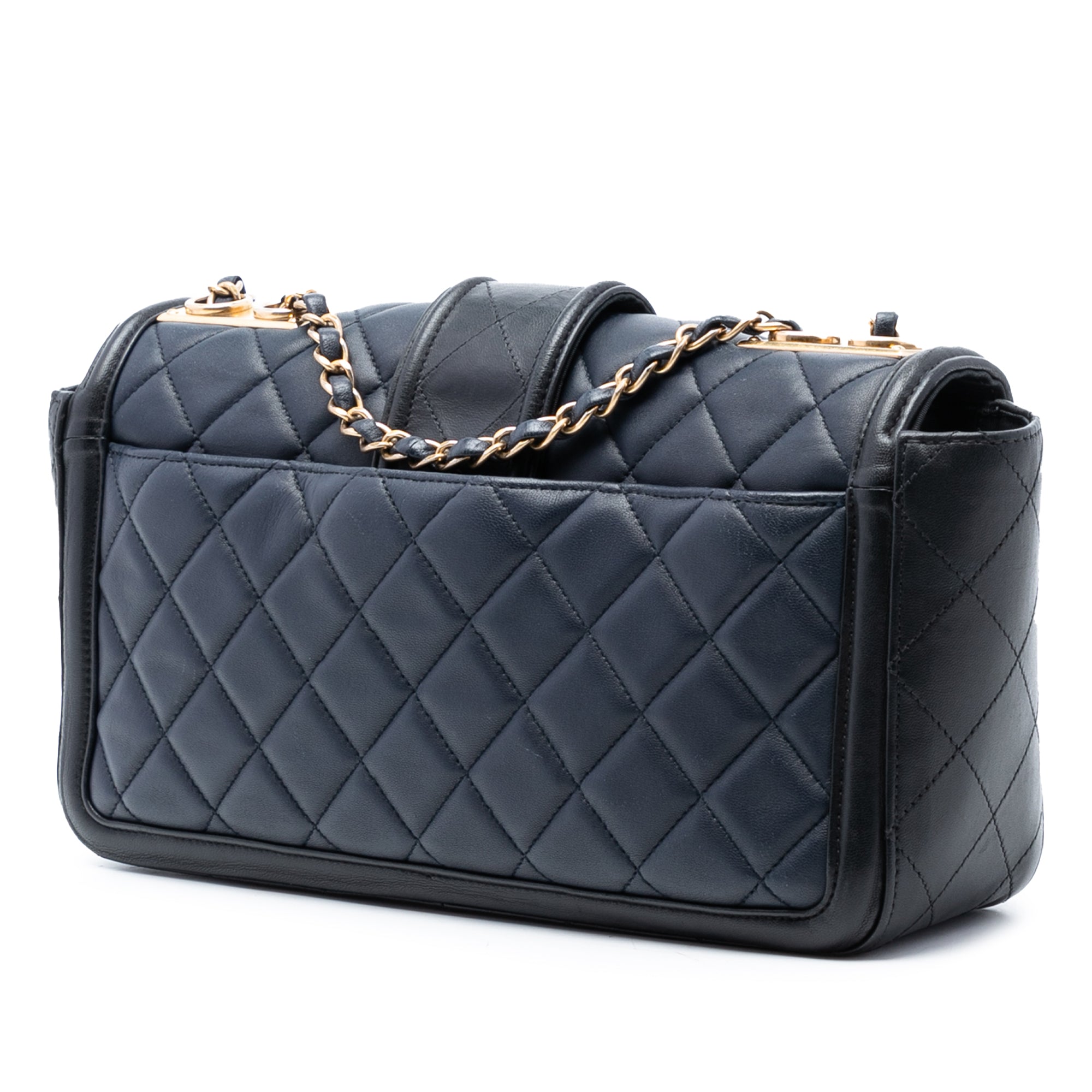 Large Bicolor Quilted Lambskin Elegant CC Flap