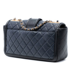 Large Bicolor Quilted Lambskin Elegant CC Flap