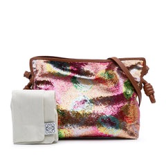 Paulas Ibiza Mini Sequined Leather Flamenco Knot Crossbody