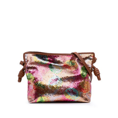Paulas Ibiza Mini Sequined Leather Flamenco Knot Crossbody