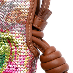 Paulas Ibiza Mini Sequined Leather Flamenco Knot Crossbody