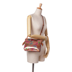 Paulas Ibiza Mini Sequined Leather Flamenco Knot Crossbody