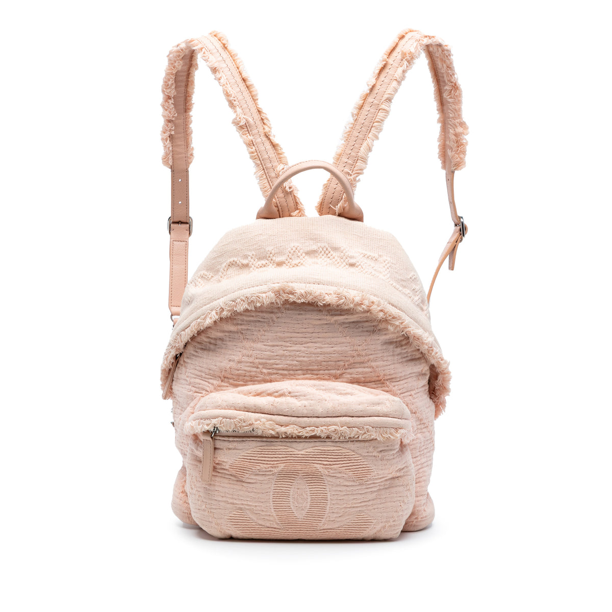 Quilted Canvas Front Pocket Fringe Backpack
