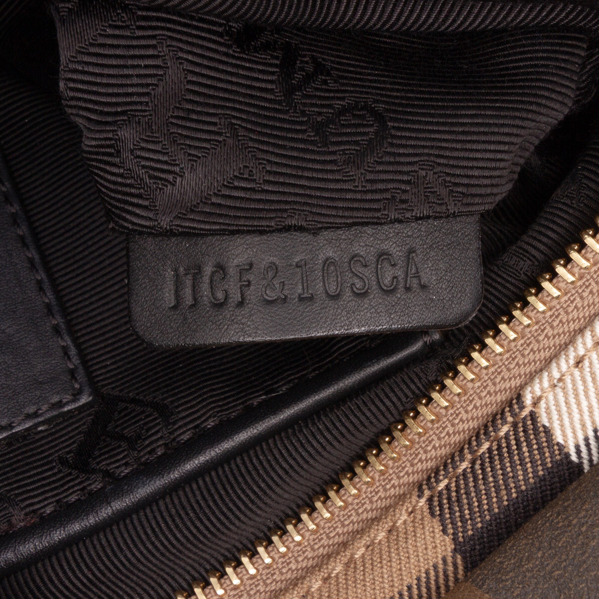 House Check Canvas and Suede Camouflage Fringe Clutch with Strap