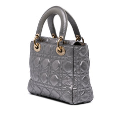 Small Metallic Grained Calfskin Cannage Supple Lady Dior