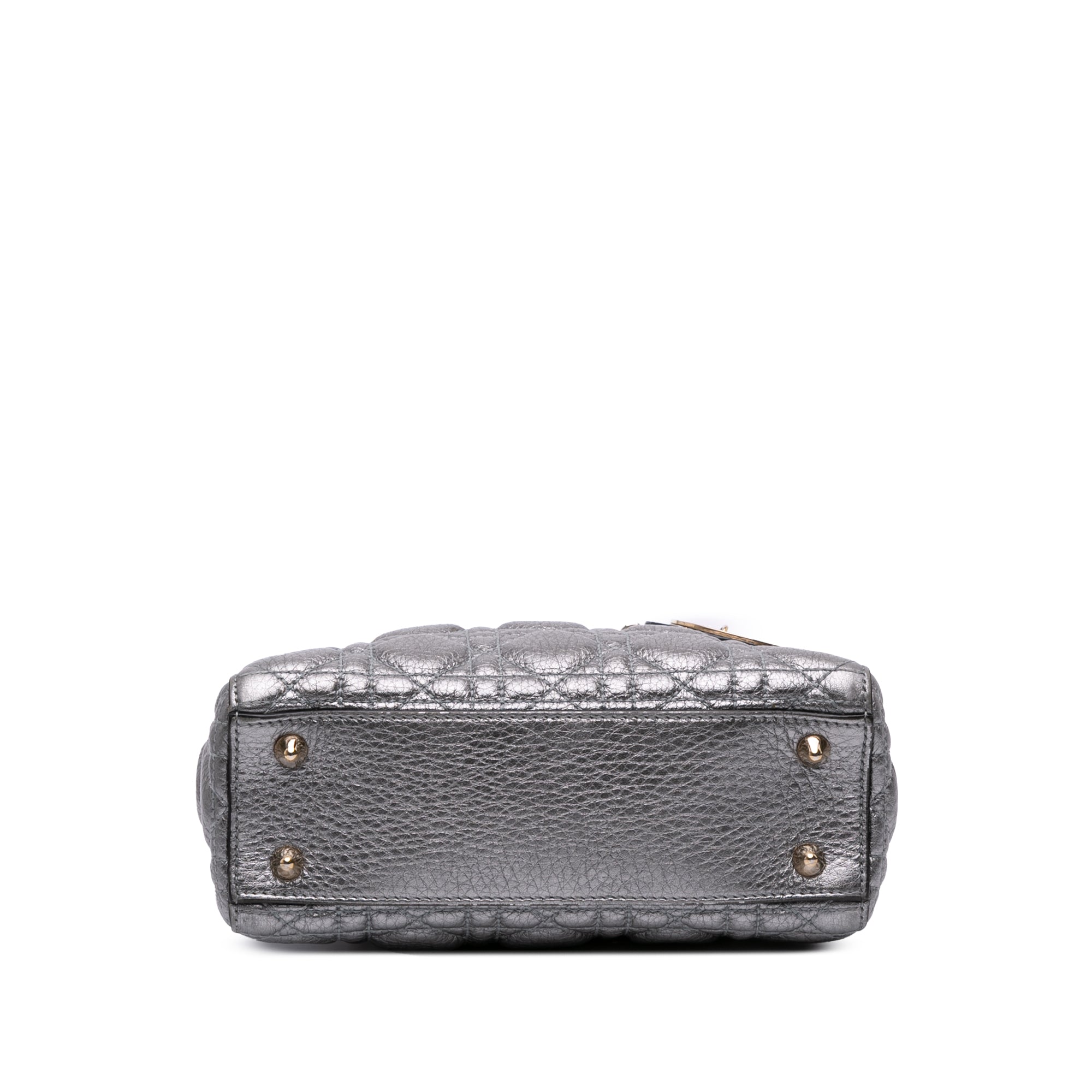 Small Metallic Grained Calfskin Cannage Supple Lady Dior