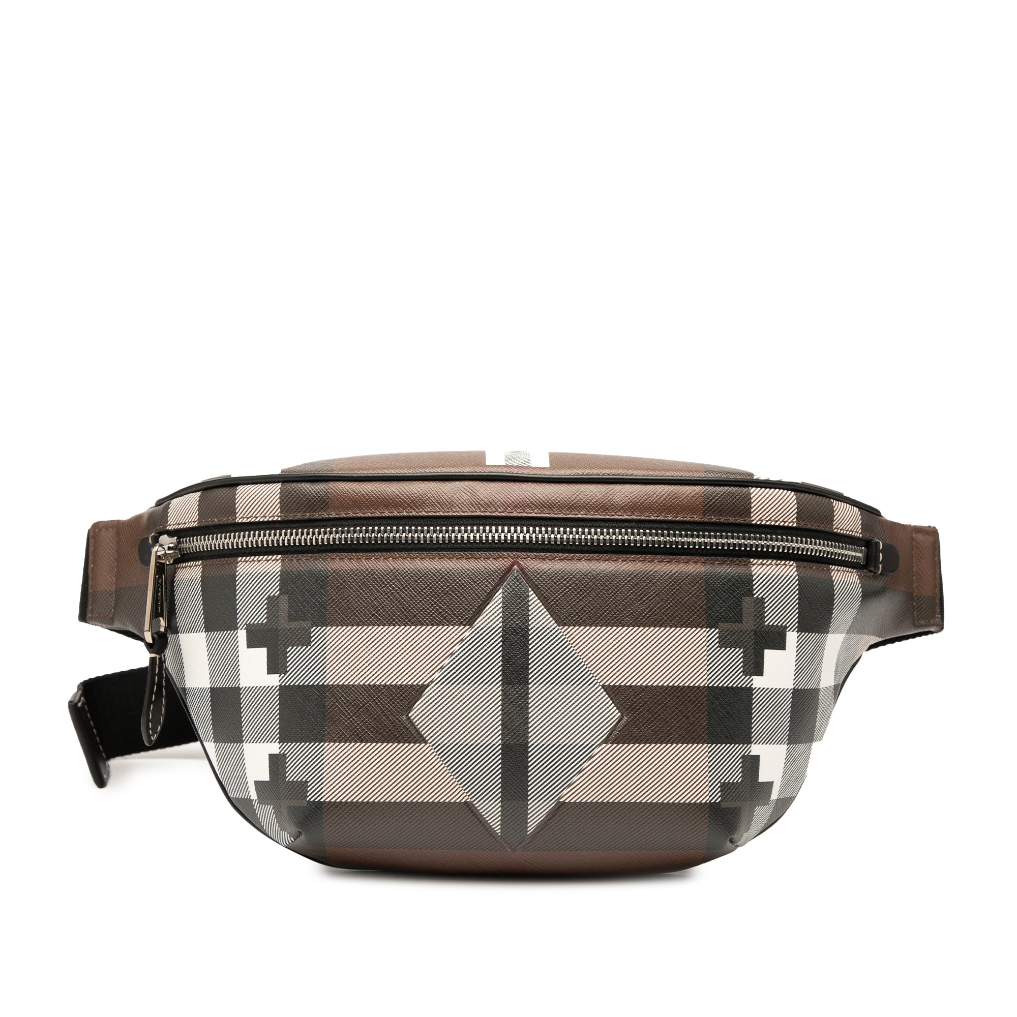 Geometric Check Coated Canvas Bum Bag