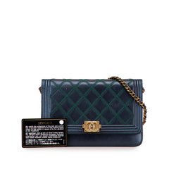 Calfskin Double Stitch Boy Wallet On Chain