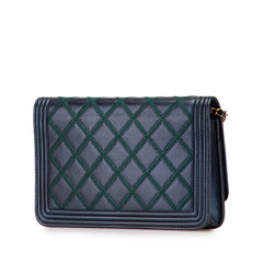 Calfskin Double Stitch Boy Wallet On Chain