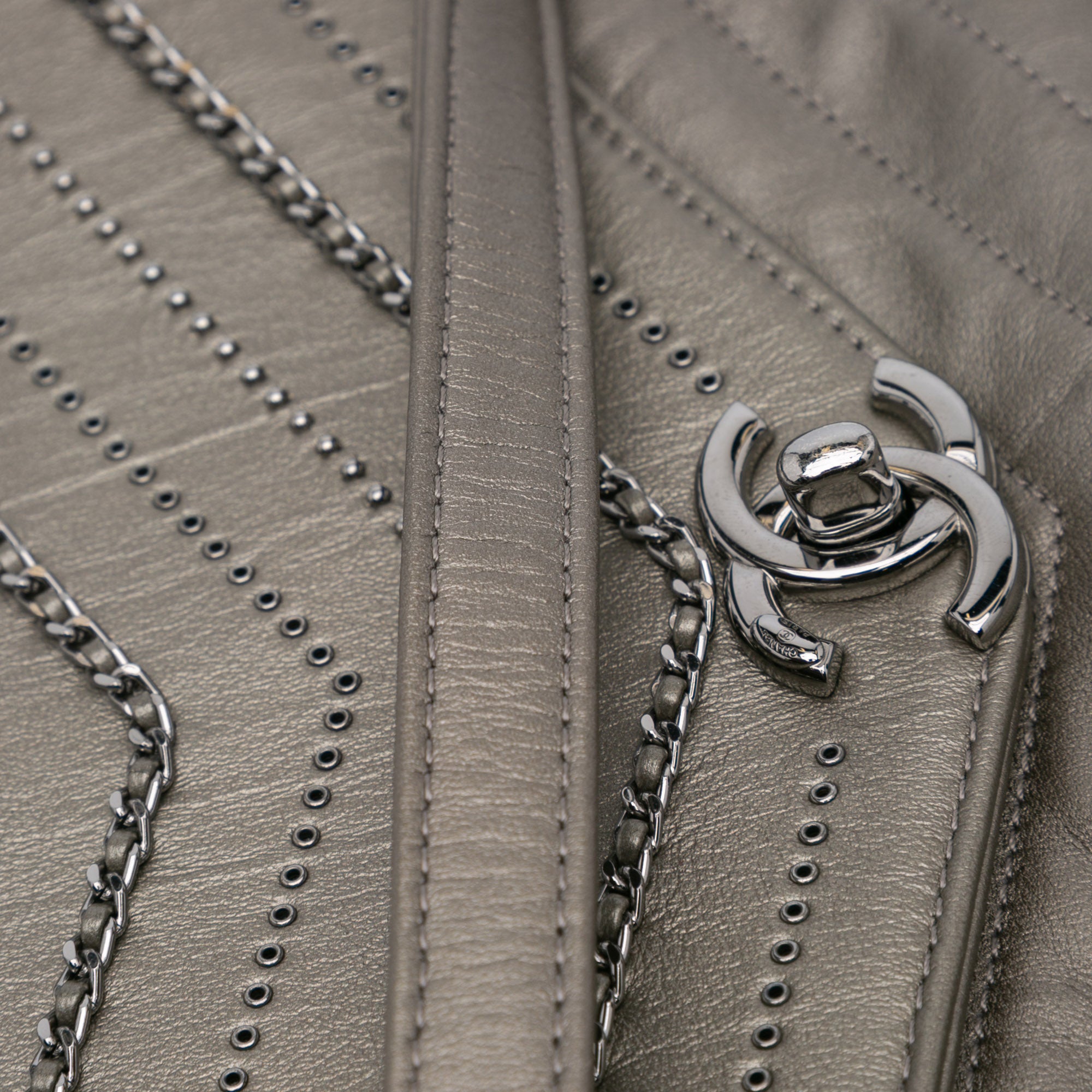 Mini Embellished Calfskin Chevron Square Envelop Flap