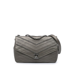 Mini Embellished Calfskin Chevron Square Envelop Flap