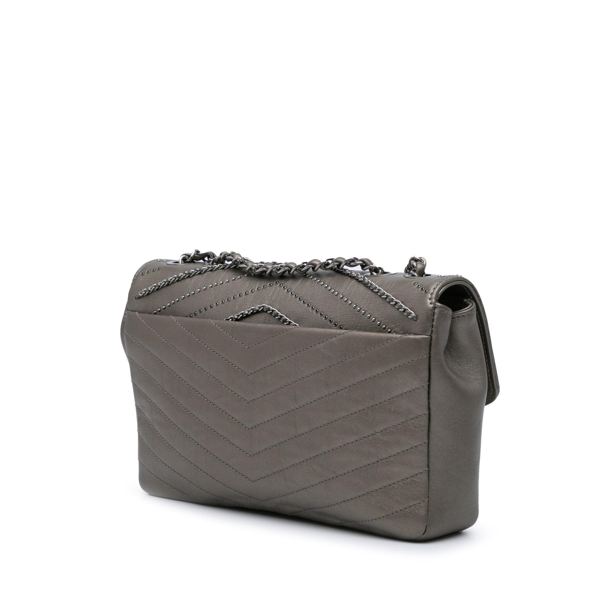 Mini Embellished Calfskin Chevron Square Envelop Flap