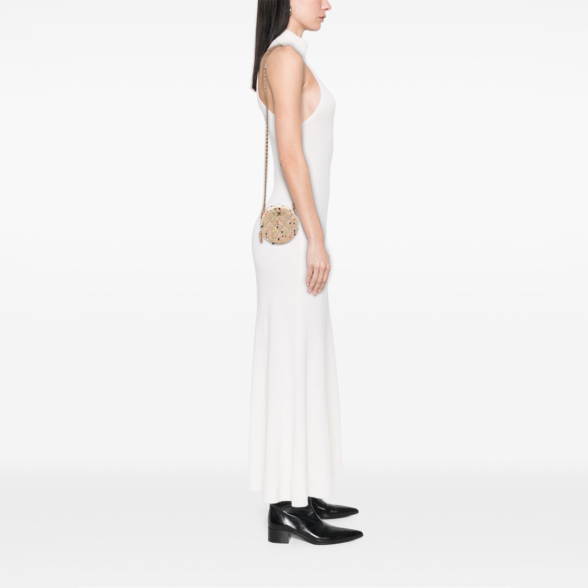 CC Quilted Tweed Round Crossbody