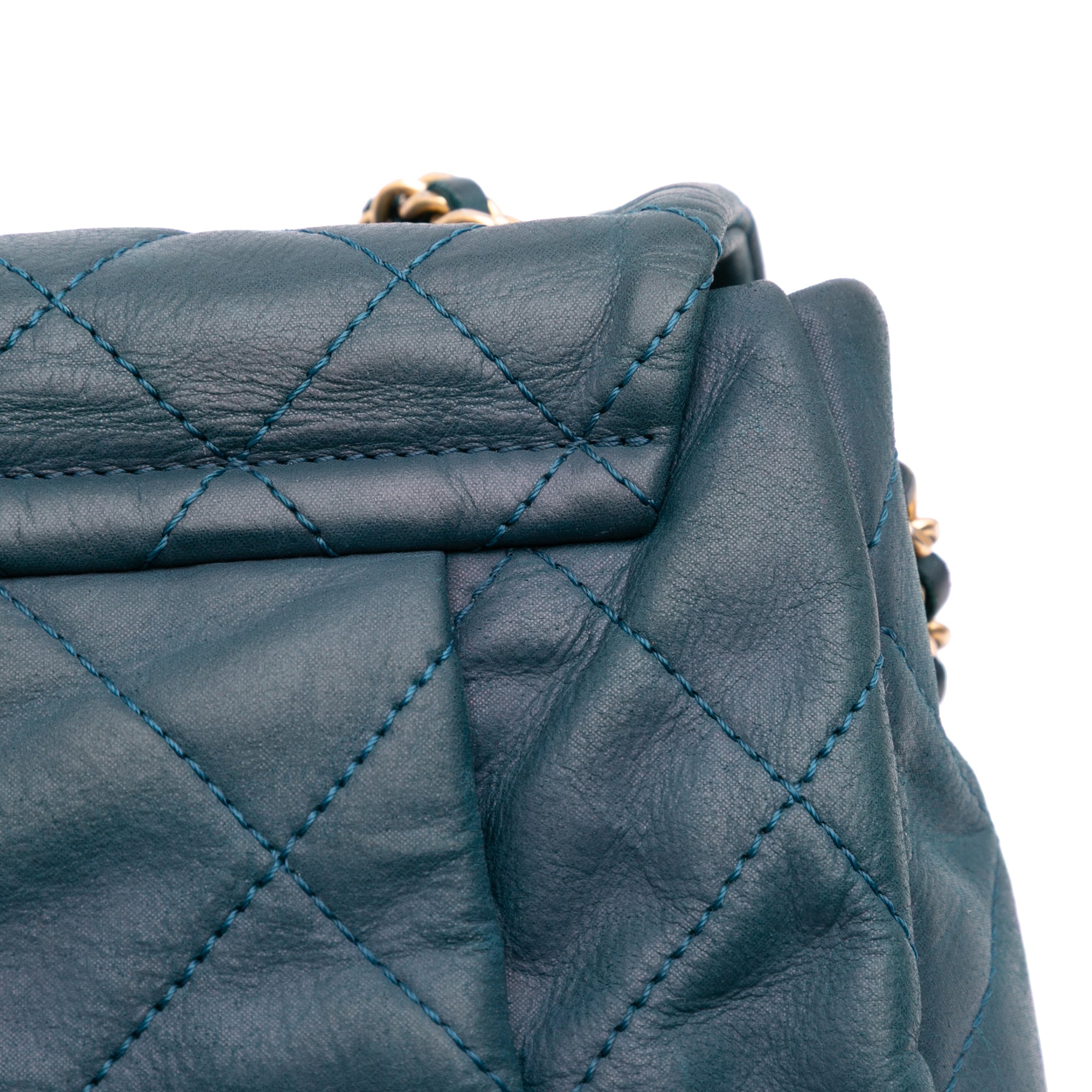 Small Iridescent Calfskin Chic Quilt Flap