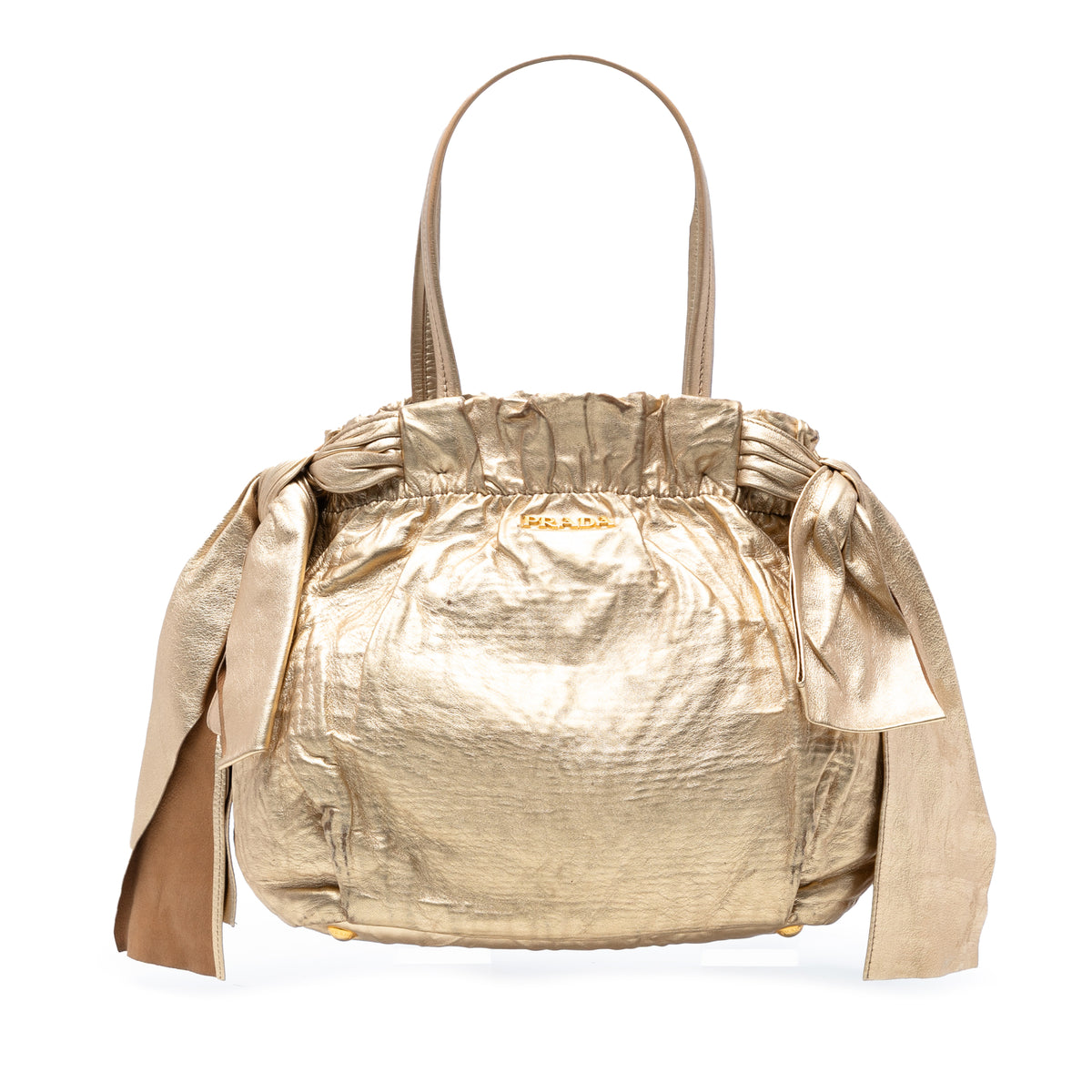 Metallic Nappa Antique Bow Satchel