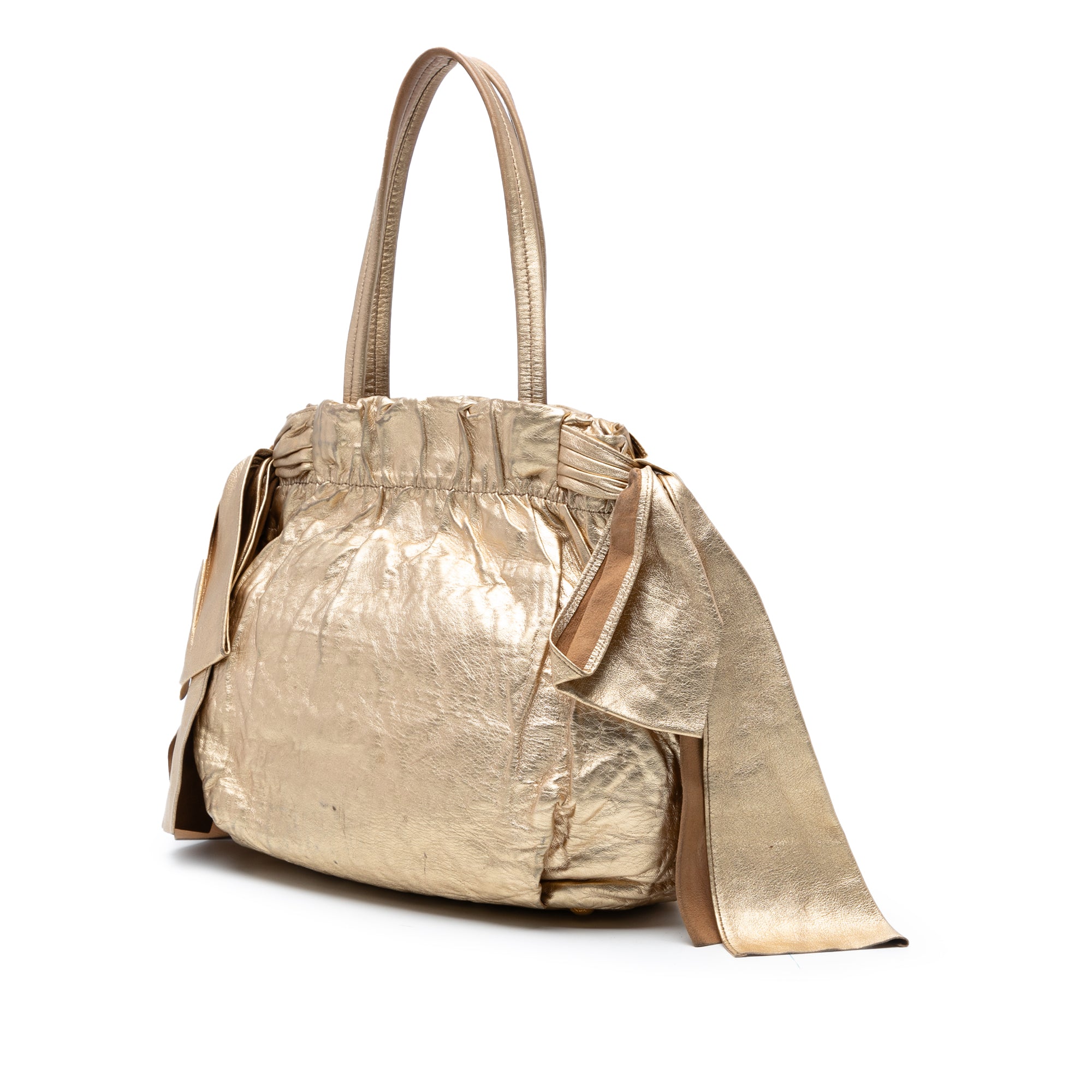 Metallic Nappa Antique Bow Satchel