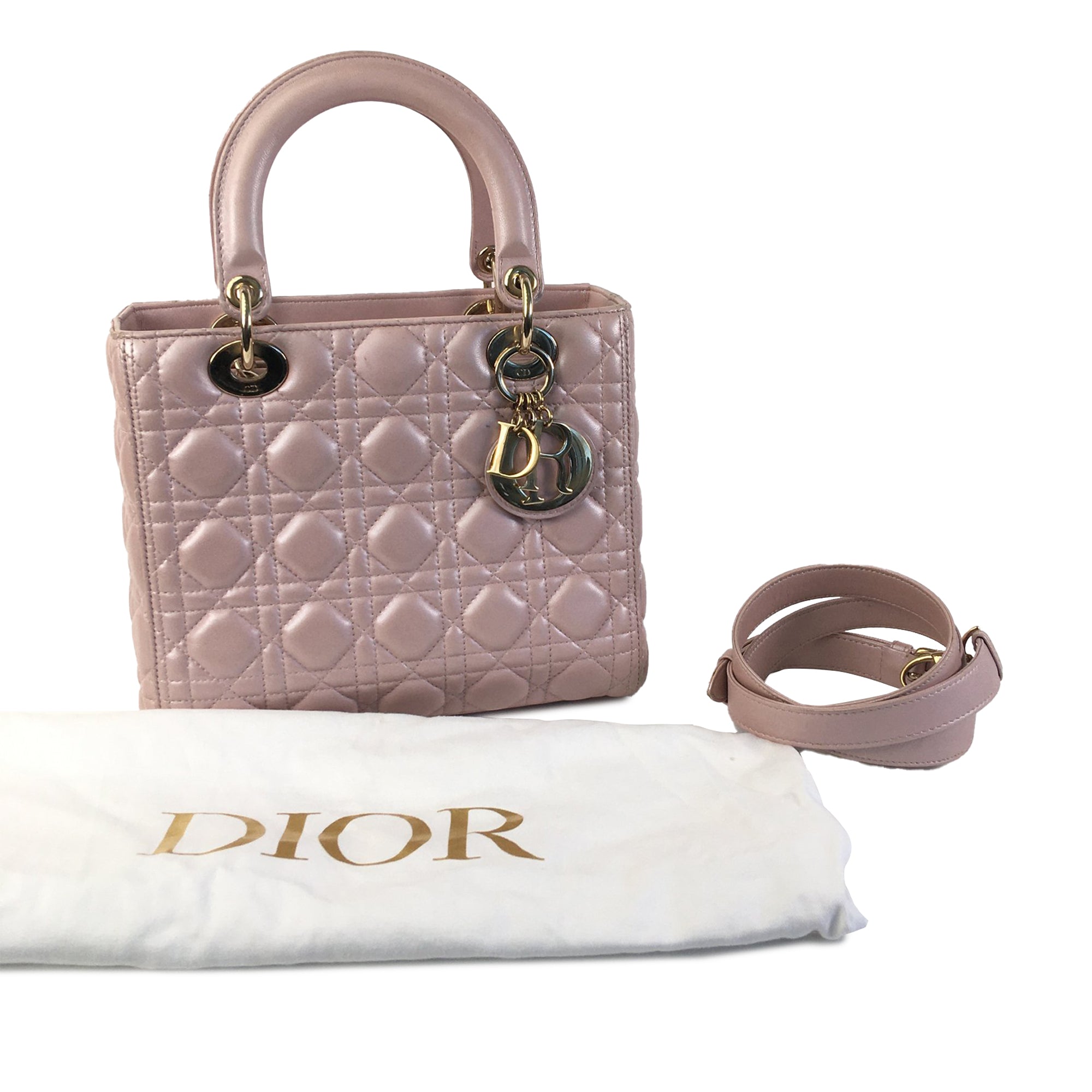 Medium Iridescent Lambskin Cannage Lady Dior