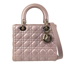 Medium Pearlescent Lambskin Cannage Lady Dior