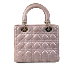 Medium Pearlescent Lambskin Cannage Lady Dior