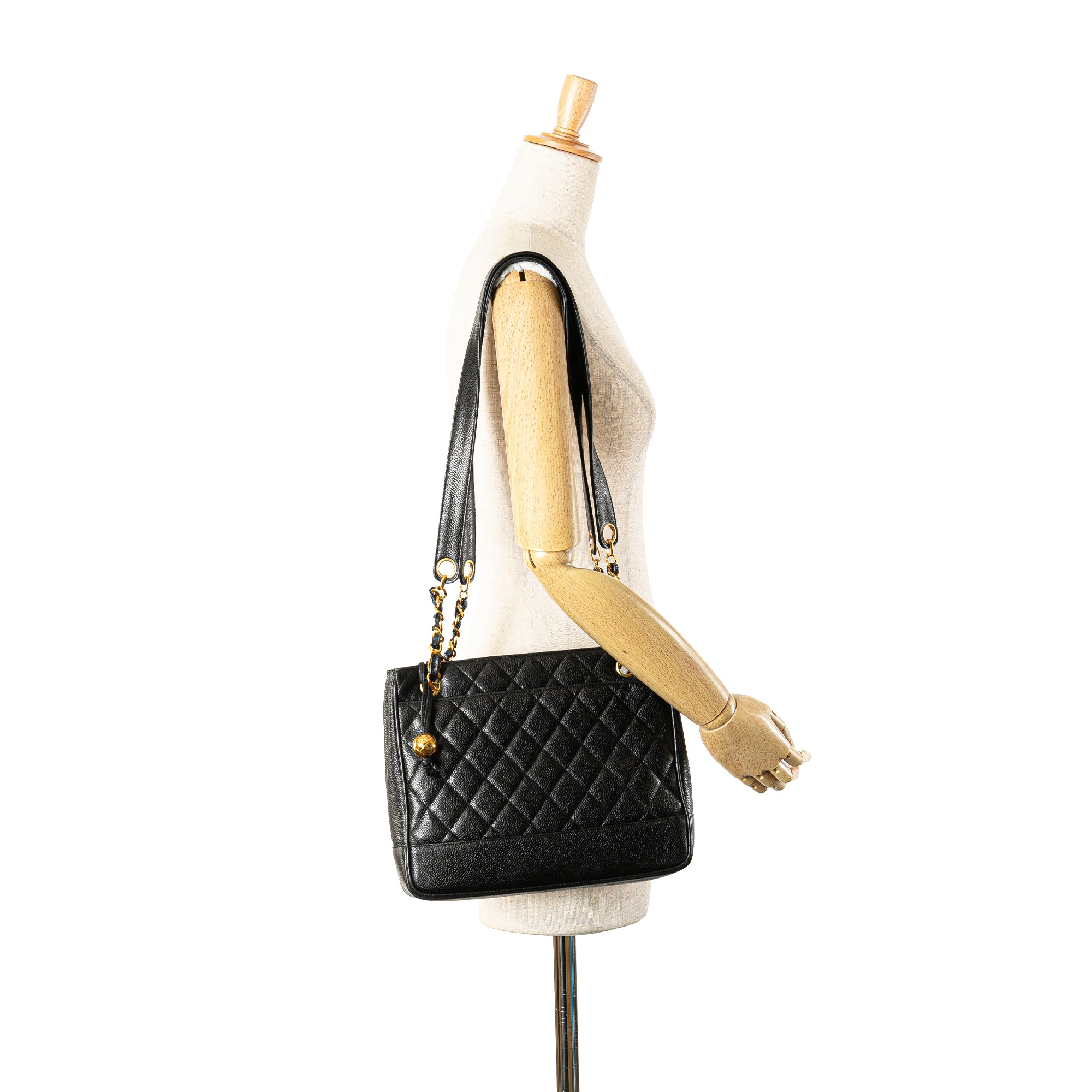 Quilted Caviar Chain Tote
